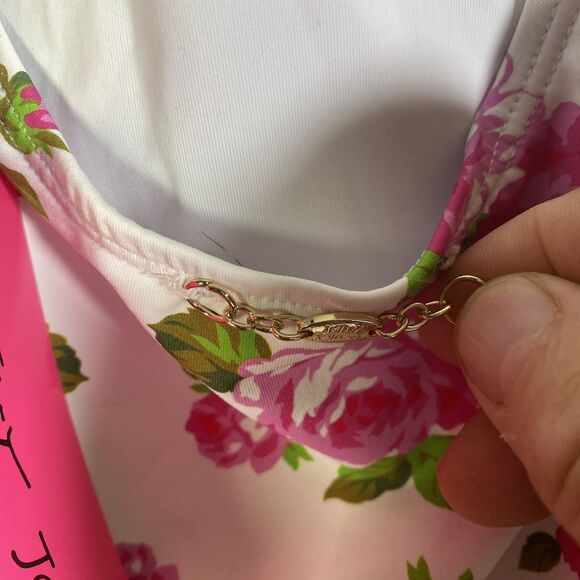 Betsey Johnson Swimsuit Womens Large Pink Floral Smocked Underwire Love Always - Picture 4 of 13